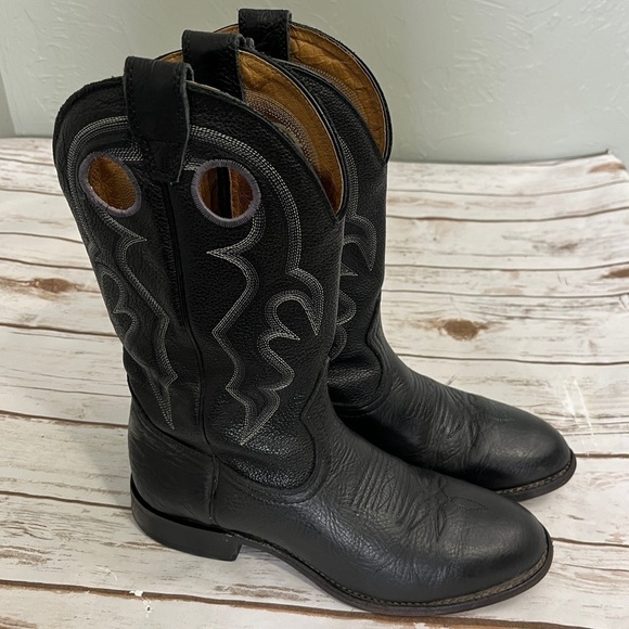 Black Leather Cowboy Boots - Picture 1 of 11